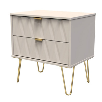 B&Q Pesaro Ready Assembled Matt Cashmere 2 Drawer Chest (H)570Mm (W)575Mm (D)395Mm