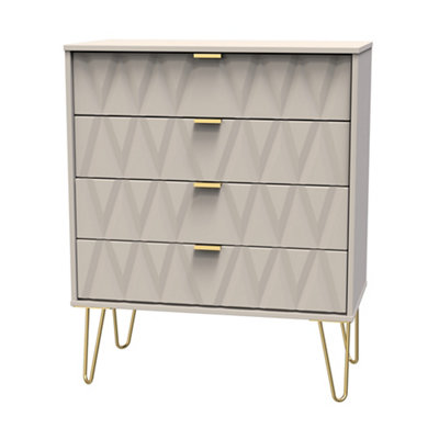 B&Q Pesaro Ready Assembled Matt Cashmere No Effect 4 Drawer Chest (H)910Mm (W)765Mm (D)395Mm