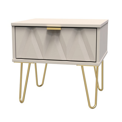 B&Q Pesaro Ready Assembled Matt Cashmere 1 Drawer Bedside Table (H)410Mm (W)450Mm (D)395Mm