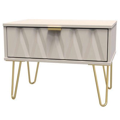 B&Q Pesaro Ready Assembled Cashmere 1 Drawer Side Table (H)410Mm (W)395Mm