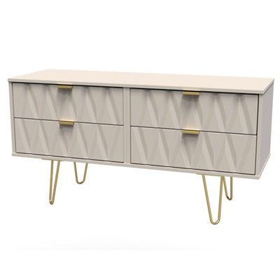 B&Q Pesaro Ready Assembled Matt Cashmere No Effect 4 Drawer Chest (H)570Mm (W)1145Mm (D)395Mm