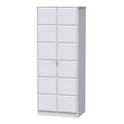 B&Q White Cube Ready Assembled Modern Matt Tall Double Wardrobe (H)1970Mm (W)740Mm (D)530Mm