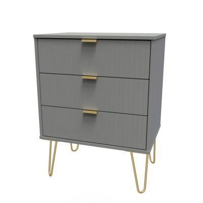 B&Q Linear Ready Assembled Matt Dark Grey 3 Drawer Wide Chest (H)740Mm (W)575Mm (D)395Mm