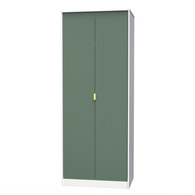 B&Q Linear Ready Assembled Modern Matt Green & White Tall Double Wardrobe (H)1970Mm (W)740Mm (D)530Mm