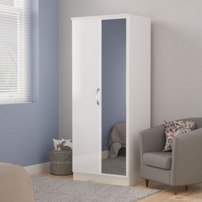 B&Q Rovigo Ready Assembled White Double Wardrobe With 1 Mirror Door (H)1824Mm (W)738Mm (D)530Mm