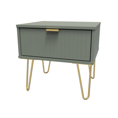 B&Q Green Linear Ready Assembled Matt 1 Drawer Small Side Table (H)410Mm (W)450Mm (D)395Mm
