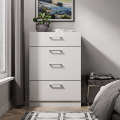 B&Q Brindisi Ready Assembled Matt Grey 4 Drawer Chest (H)1067Mm (W)740Mm (D)386Mm
