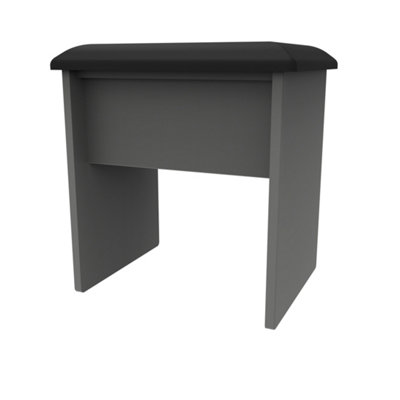 B&Q Linear Ready Assembled Matt Dark Grey Padded Dressing Table Stool