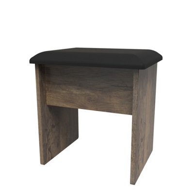 B&Q Linear Ready Assembled Brown Oak Effect Padded Dressing Table Stool