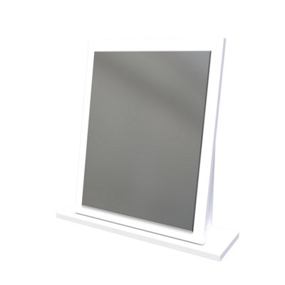 B&Q Cube White Rectangular Freestanding Framed Mirror, (H)50.5Cm (W)48Cm