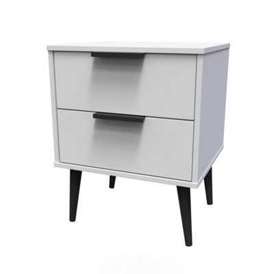 B&Q Hong Kong Ready Assembled Matt Grey 2 Drawer Bedside Chest (H)505Mm (W)395Mm (D)415Mm