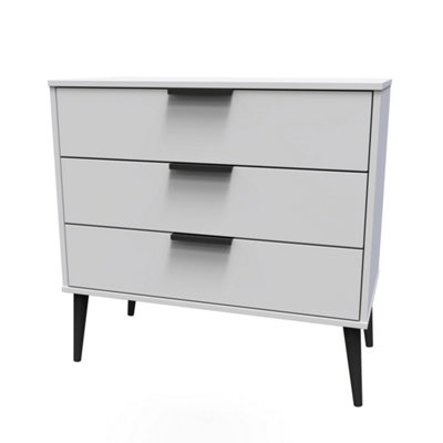 B&Q Hong Kong Ready Assembled Matt Grey No Effect 3 Drawer Wide Chest (H)695Mm (W)765Mm (D)415Mm