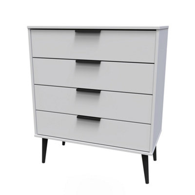 B&Q Hong Kong Ready Assembled Matt Grey No Effect 4 Drawer Wide Chest (H)885Mm (W)765Mm (D)415Mm
