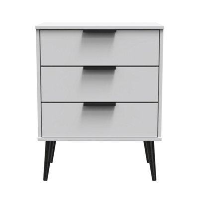 B&Q Hong Kong Ready Assembled Matt Grey No Effect 3 Drawer Chest (H)740Mm (W)575Mm (D)395Mm