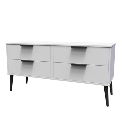 B&Q Hong Kong Ready Assembled Matt Grey 4 Drawer Wide Chest (H)505Mm (W)1120Mm (D)415Mm