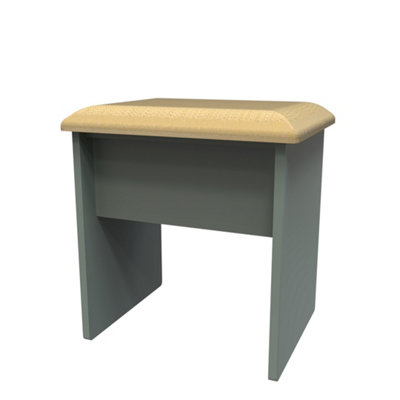 B&Q Linear Ready Assembled Matt Green Padded Dressing Table Stool