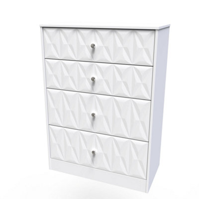 B&Q White San Jose Ready Assembled Matt 4 Drawer Deep Chest (H)1063Mm (W)766Mm (D)395Mm