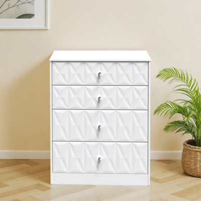 B&Q Genoa Ready Assembled Matt White No Effect 4 Drawer Deep Chest (H)1063Mm (W)766Mm (D)395Mm