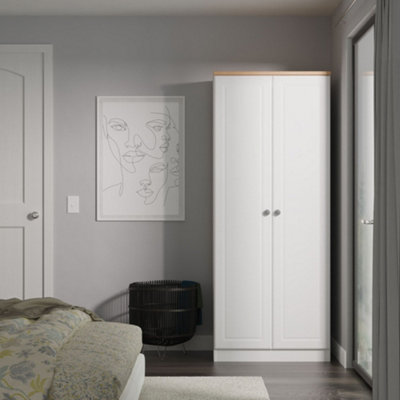B&Q Savona Ready Assembled White Ash Bardolino Oak Effect Double Wardrobe (H)1824Mm (W)738Mm (D)530Mm