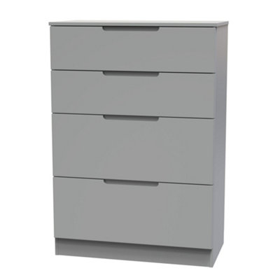 B&Q Messina Ready Assembled Matt Grey No Effect 4 Drawer Deep Chest (H)1067Mm (W)740Mm (D)390Mm