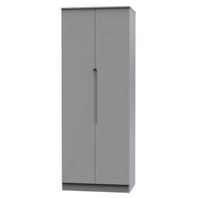 B&Q Messina Ready Assembled Modern Matt Grey Tall Double Wardrobe (H)1970Mm (W)770Mm (D)530Mm