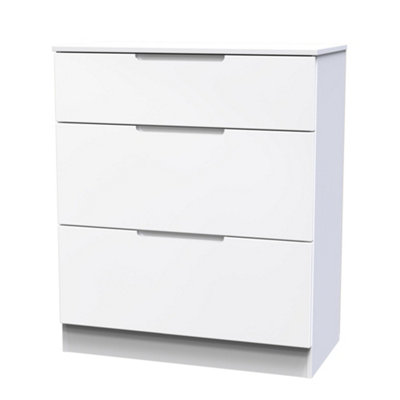 B&Q Messina Ready Assembled Matt White No Effect 3 Drawer Deep Chest (H)875Mm (W)740Mm (D)390Mm