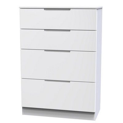 B&Q White Milan Ready Assembled Matt 4 Drawer Deep Chest (H)1067Mm (W)740Mm (D)390Mm