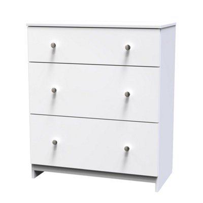 B&Q Yarmouth Ready Assembled Matt White No Effect 3 Drawer Deep Chest (H)875Mm (W)740Mm (D)390Mm