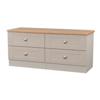 B&Q Beige/Oak Sussex Ready Assembled Matt & 4 Drawer Wide Bed Box (H)502Mm (W)1117Mm (D)414Mm