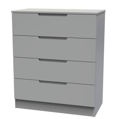 B&Q Messina Ready Assembled Matt Grey No Effect 4 Drawer Wide Chest (H)875Mm (W)740Mm (D)390Mm