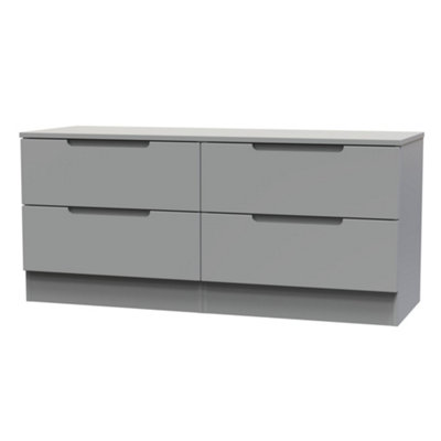 B&Q Grey Milan Ready Assembled Matt 4 Drawer Wide Bed Box (H)495Mm (W)1100Mm (D)390Mm