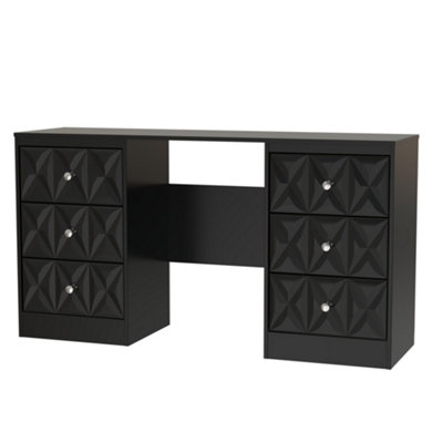 B&Q Genoa Ready Assembled Black 6 Drawer Dressing Table (H)785Mm (W)1248Mm (D)390Mm