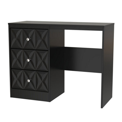 B&Q Genoa Ready Assembled Matt Black 3 Drawer Dressing Table (H)756Mm (W)969Mm (D)395Mm