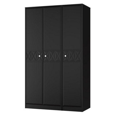 B&Q San Jose Ready Assembled Contemporary Matt Black Tall Triple Wardrobe (H)1960Mm (W)1108Mm (D)530Mm