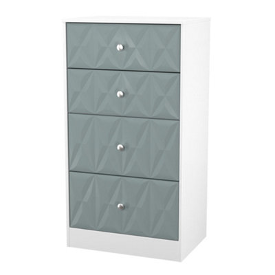 B&Q San Jose Ready Assembled Matt Duck Egg Blue & White No Effect 4 Drawer Deep Chest (H)1063Mm (W)746Mm (D)395Mm