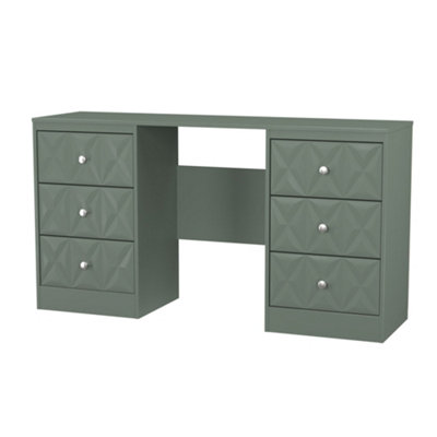 B&Q Genoa Ready Assembled Matt Green 6 Drawer Non-Extendable Dressing Table (H)785Mm (W)1248Mm (D)390Mm