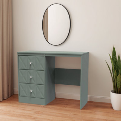 B&Q Genoa Ready Assembled Matt Green 3 Drawer Non-Extendable Dressing Table (H)756Mm (W)969Mm (D)395Mm