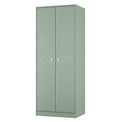 B&Q San Jose Ready Assembled Contemporary Matt Green Tall Double Wardrobe (H)1960Mm (W)740Mm (D)520Mm