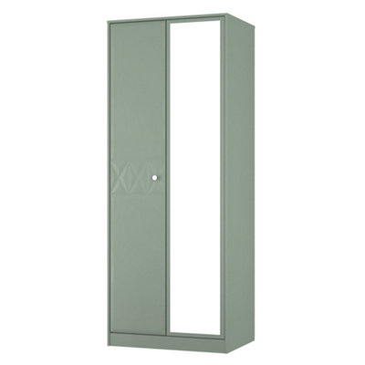 B&Q San Jose Ready Assembled Contemporary Matt Green Tall Double Wardrobe With 1 Mirror Door (H)1960Mm (W)740Mm (D)520Mm