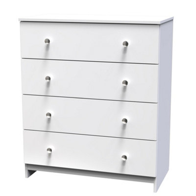 B&Q Yarmouth Ready Assembled Matt White No Effect 4 Drawer Wide Chest (H)875Mm (W)740Mm (D)390Mm