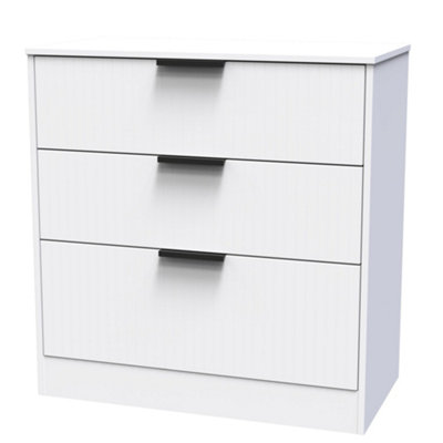 B&Q Nashville Ready Assembled Matt White No Effect 3 Drawer Chest (H)791Mm (W)766Mm (D)395Mm