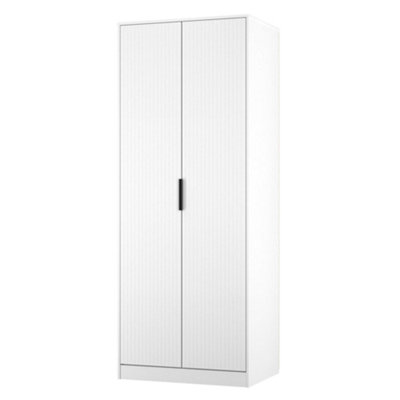 B&Q Nashville Ready Assembled Contemporary White Tall Double Wardrobe (H)1960Mm (W)740Mm (D)520Mm