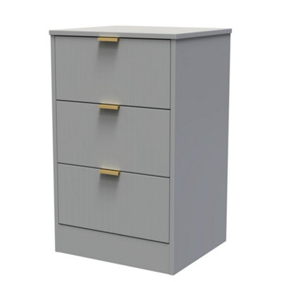 B&Q Imola Ready Assembled Matt Grey No Effect 3 Drawer Wide Bedside Chest (H)726Mm (W)450Mm (D)395Mm