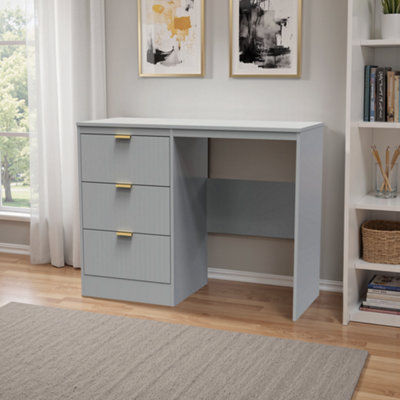 B&Q Nashville Ready Assembled Grey 3 Drawer Dressing Table (H)756Mm (W)969Mm (D)395Mm