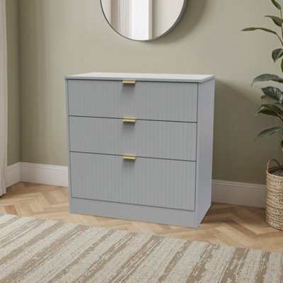 B&Q Imola Ready Assembled Matt Grey No Effect 3 Drawer Chest (H)791Mm (W)766Mm (D)395Mm