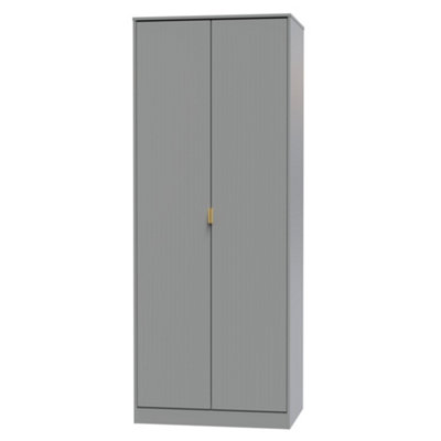 B&Q Nashville Ready Assembled Contemporary Matt Grey Tall Double Wardrobe (H)1960Mm (W)740Mm (D)520Mm