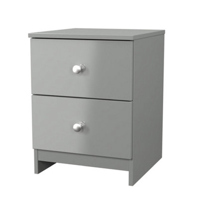 B&Q Yarmouth Ready Assembled Matt Grey No Effect 2 Drawer Bedside Chest (H)495Mm (W)370Mm (D)390Mm