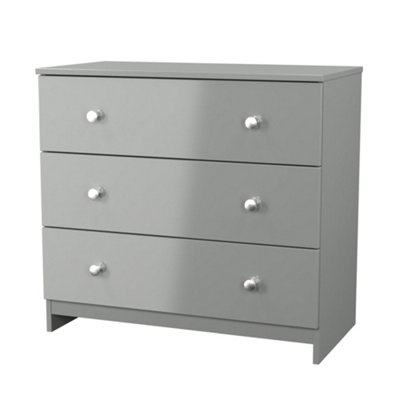 B&Q Yarmouth Ready Assembled Matt Grey No Effect 3 Drawer Wide Chest (H)685Mm (W)740Mm (D)390Mm