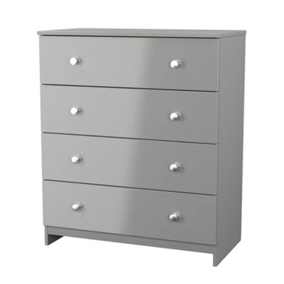 B&Q Yarmouth Ready Assembled Matt Grey No Effect 4 Drawer Wide Chest (H)875Mm (W)740Mm (D)390Mm