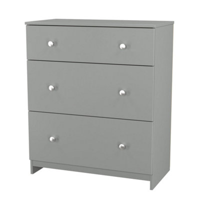 B&Q Yarmouth Ready Assembled Matt Grey No Effect 3 Drawer Deep Chest (H)875Mm (W)740Mm (D)390Mm